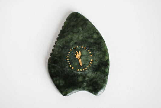Dark Green Body Contour Gua Sha – Genuine Jade